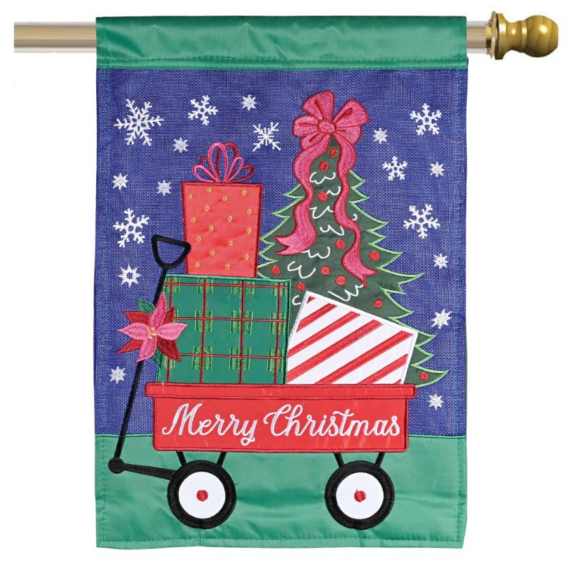 Merry Christmas Wagon House Flag